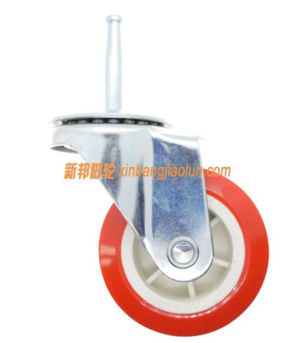 2.5寸插杆红色pu脚轮