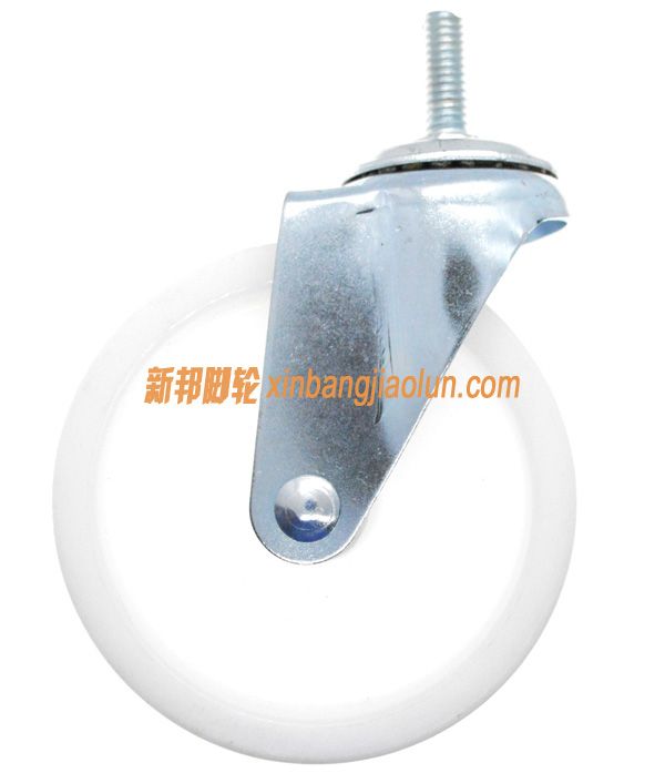 4寸丝扣白色尼龙脚轮