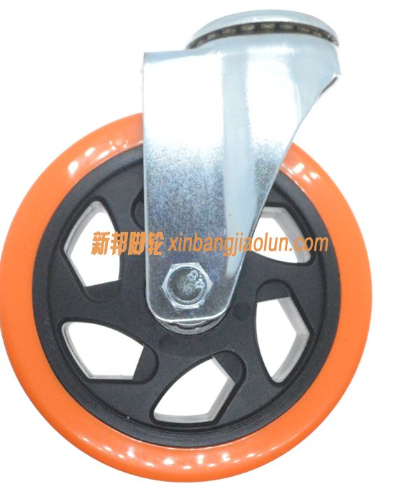 5寸孔顶橙色pu脚轮