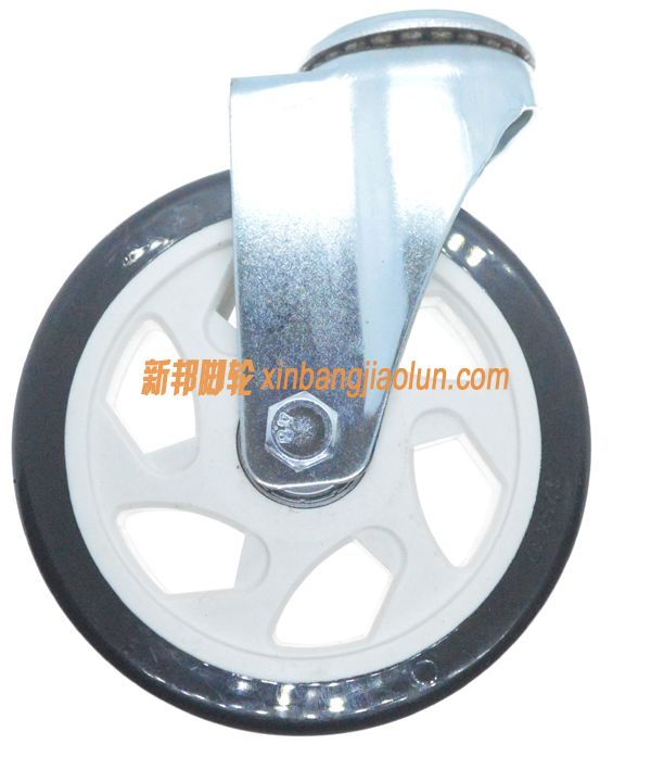 5寸孔顶黑色pu脚轮